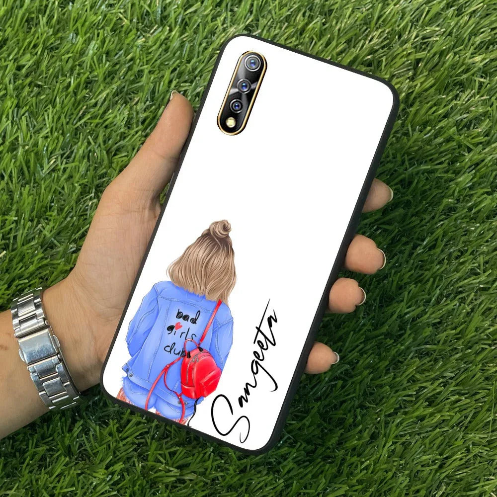 Bag Girl Customize Name Glass Case For Vivo - ShopOnCliQ
