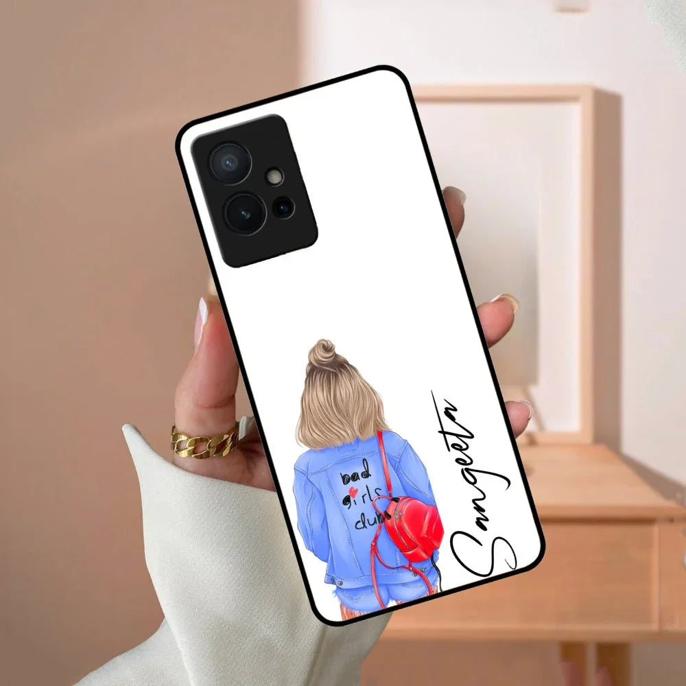 Bag Girl Customize Name Glass Case For Vivo - ShopOnCliQ