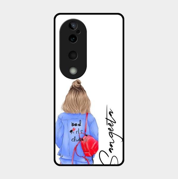Bag Girl Customize Name Glass Case For Vivo T3 Ultra