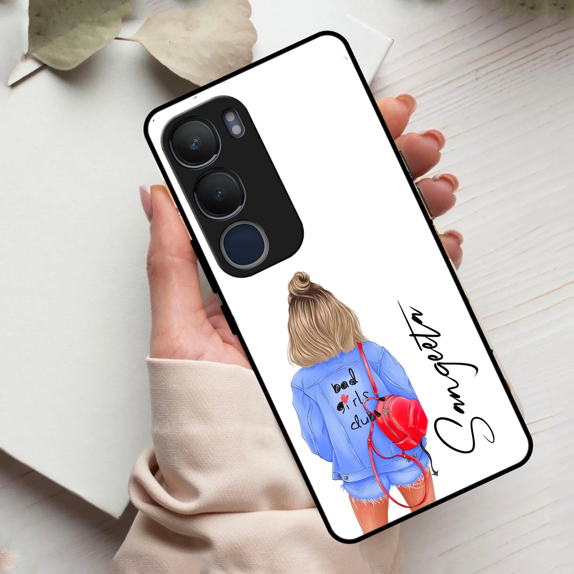 Bag Girl Customize Name Glass Case For Vivo - ShopOnCliQ