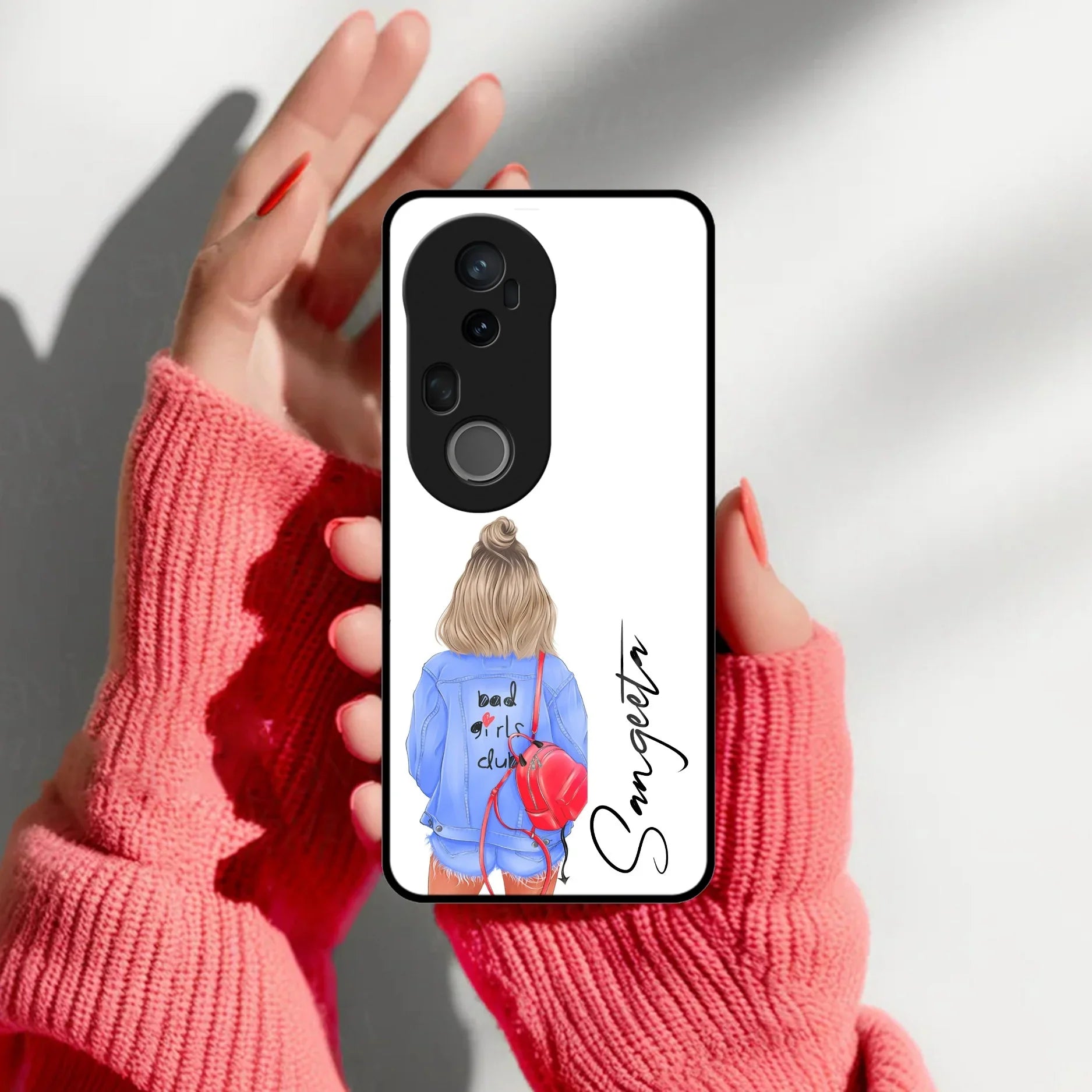 Bag Girl Customize Name Glass Case For Vivo - ShopOnCliQ