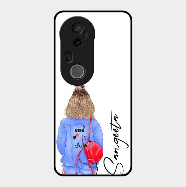 Bag Girl Customize Name Glass Case For Vivo T4 Ultra 5G