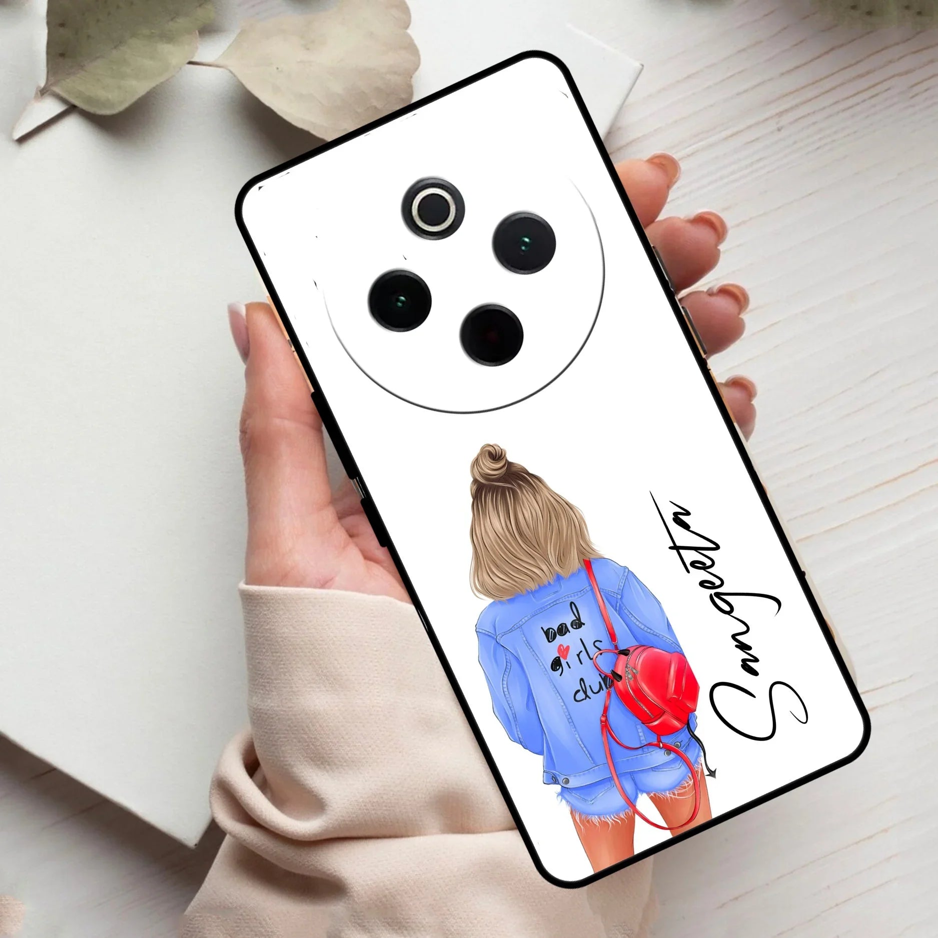 Bag Girl Customize Name Glass Case For Vivo - ShopOnCliQ