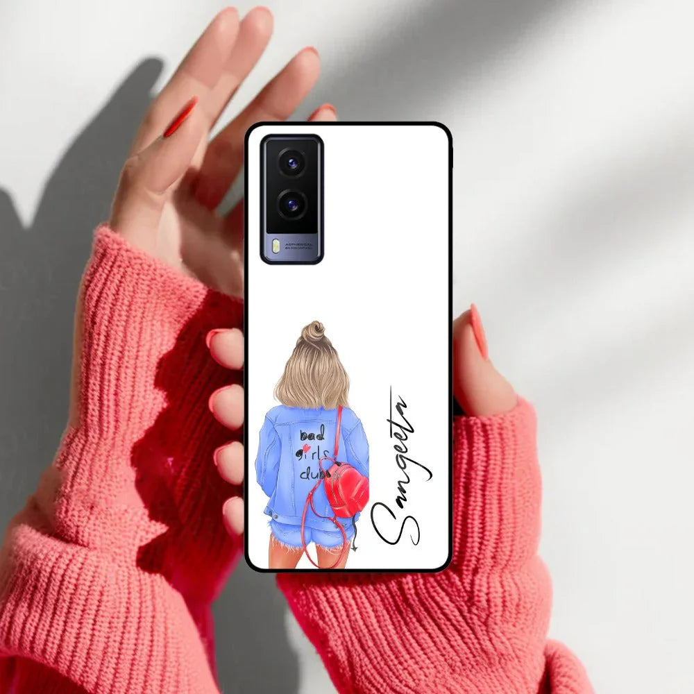 Bag Girl Customize Name Glass Case For Vivo - ShopOnCliQ