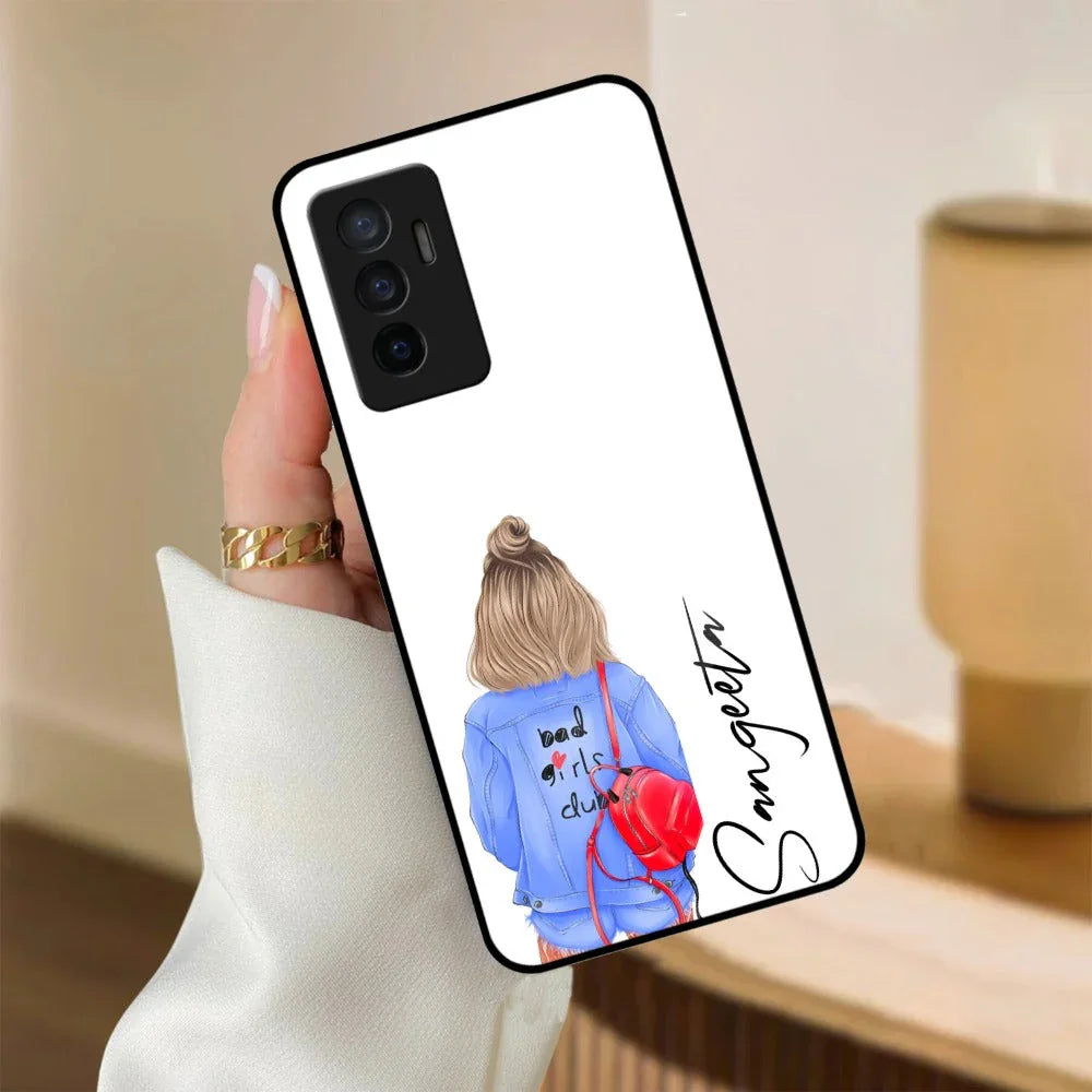 Bag Girl Customize Name Glass Case For Vivo - ShopOnCliQ