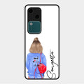 Bag Girl Customize Name Glass Case For Vivo V30 5G