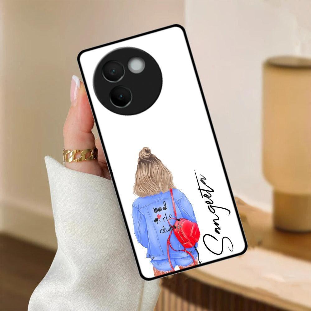 Bag Girl Customize Name Glass Case For Vivo - ShopOnCliQ