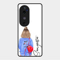 Bag Girl Customize Name Glass Case For Vivo V40 5G