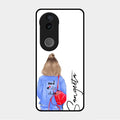 Bag Girl Customize Name Glass Case For Vivo V50 5G