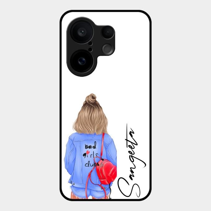 Bag Girl Customize Name Glass Case For Vivo X200 Fe 5G