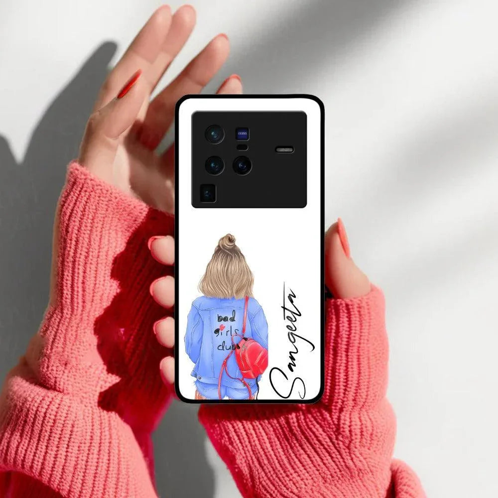 Bag Girl Customize Name Glass Case For Vivo - ShopOnCliQ