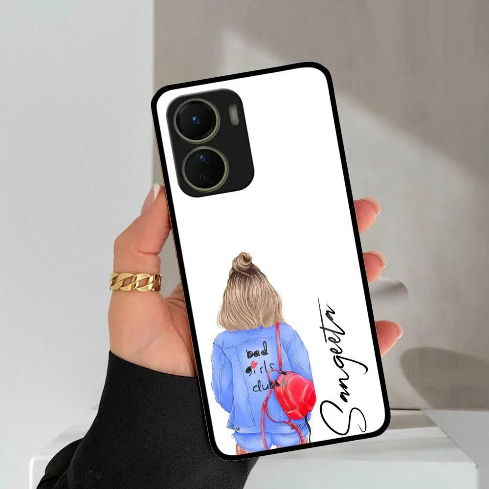 Bag Girl Customize Name Glass Case For Vivo - ShopOnCliQ