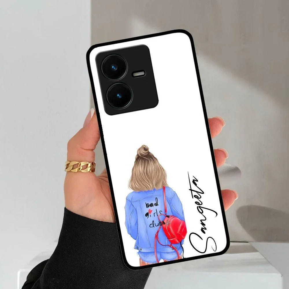 Bag Girl Customize Name Glass Case For Vivo - ShopOnCliQ