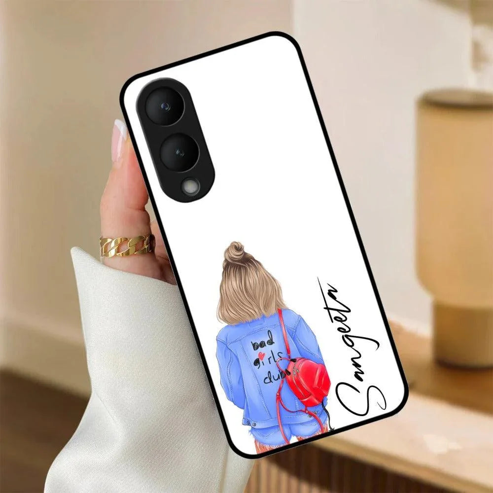 Bag Girl Customize Name Glass Case For Vivo - ShopOnCliQ