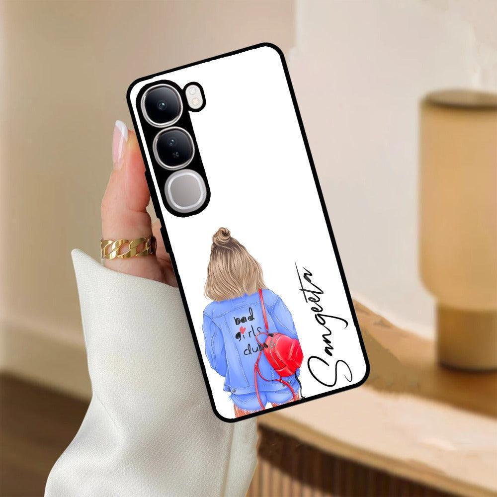 Bag Girl Customize Name Glass Case For Vivo - ShopOnCliQ
