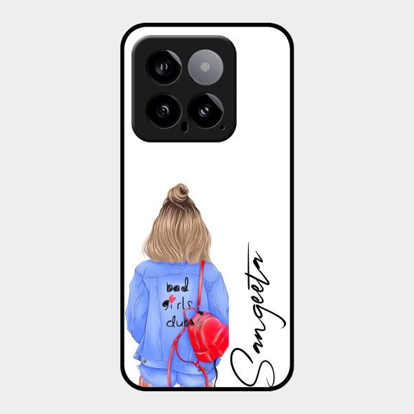 Bag Girl Customize Name Glass Case For Xiaomi 14 5G
