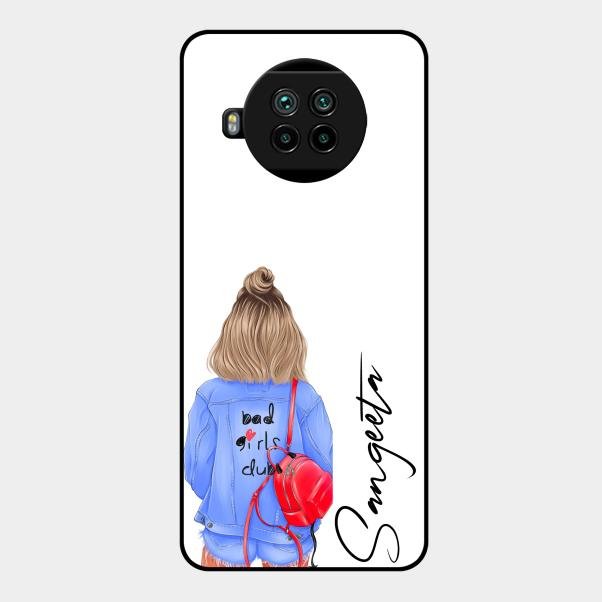Bag Girl Customize Name Glass Case For Xiaomi Mi 10I 5G
