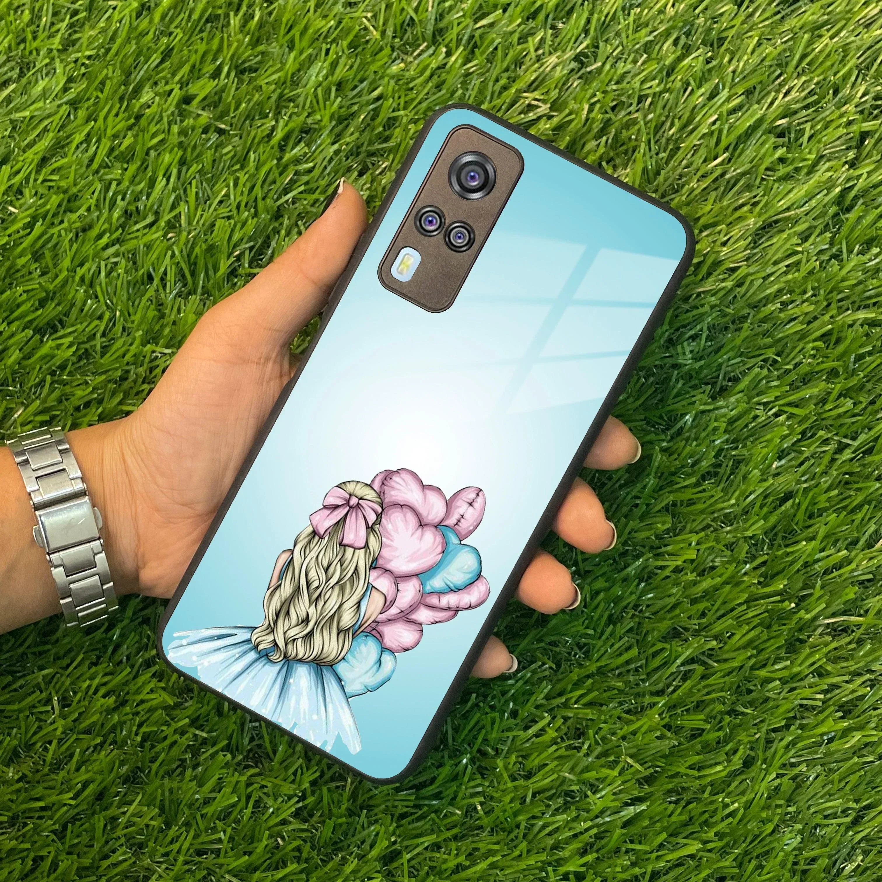 Styles Girl With Balloon Glass Case For Vivo - ShopOnCliQ