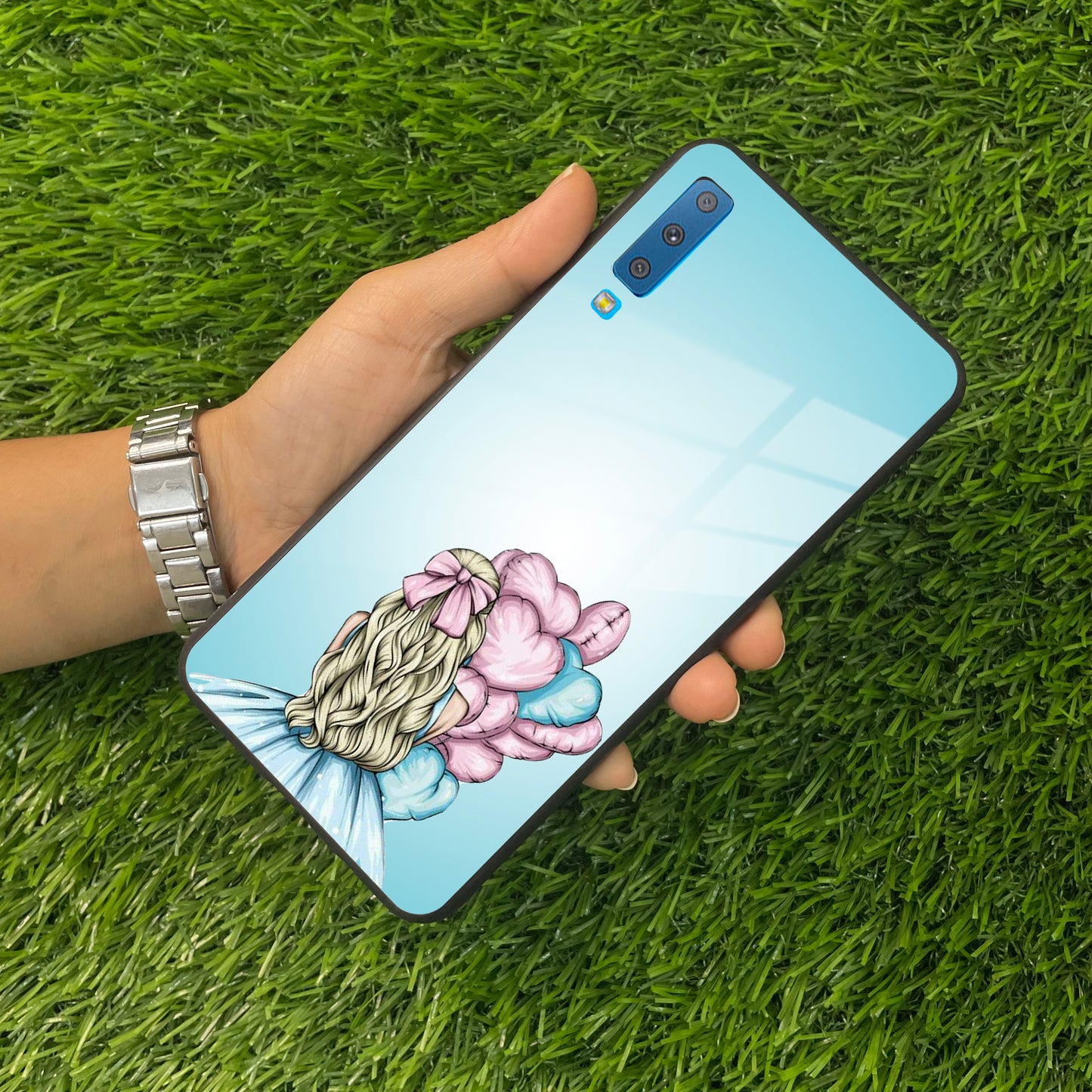 Styles Girl With Balloon Glass Case For Samsung