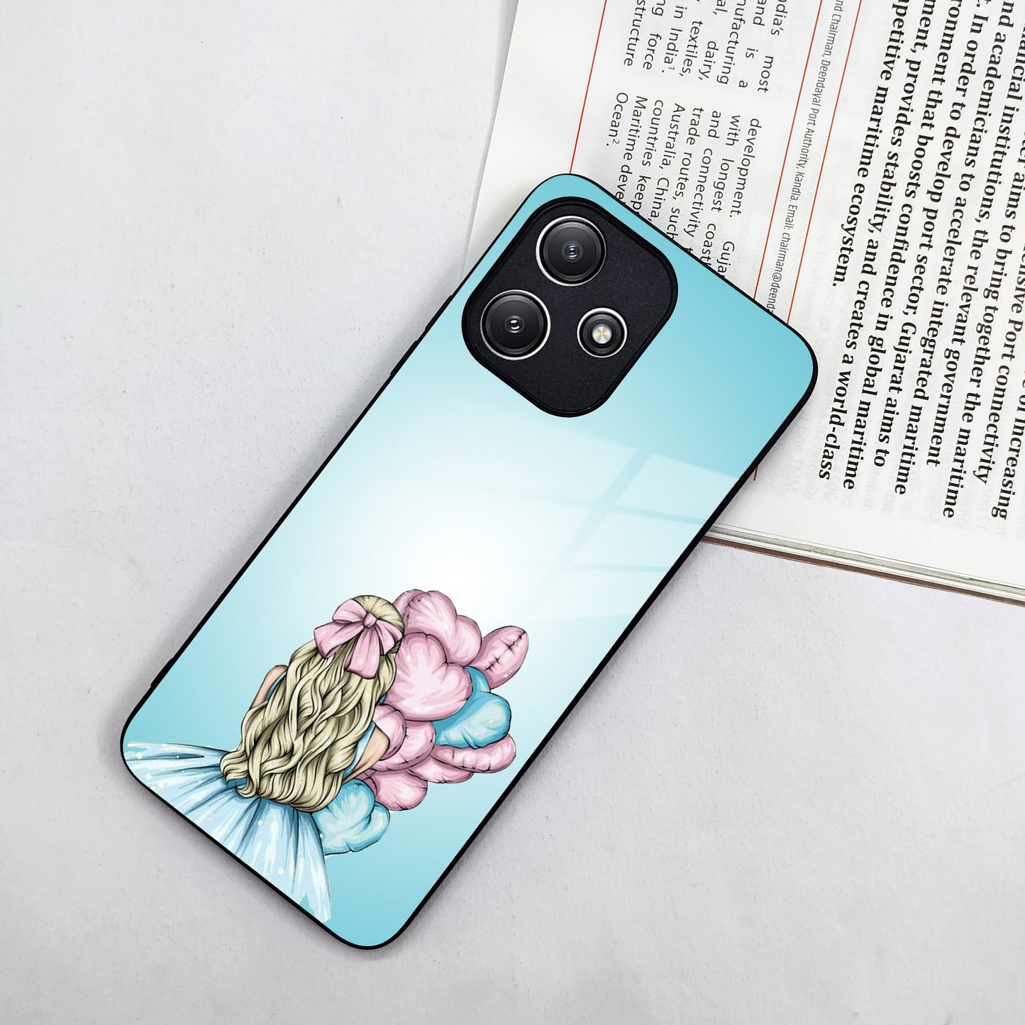 Styles Girl With Balloon Glass Case For Redmi/Xiaomi