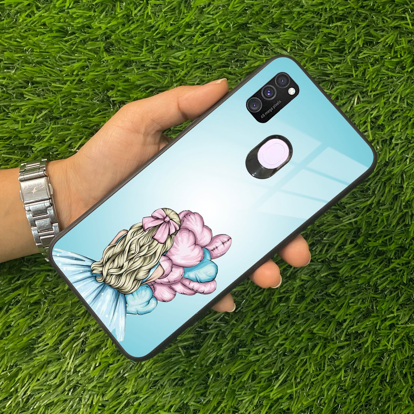 Styles Girl With Balloon Glass Case For Samsung