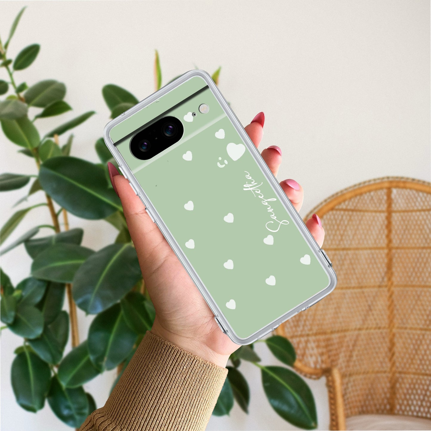 Be Loved Customize Transparent Silicon Case Mint Green For Google