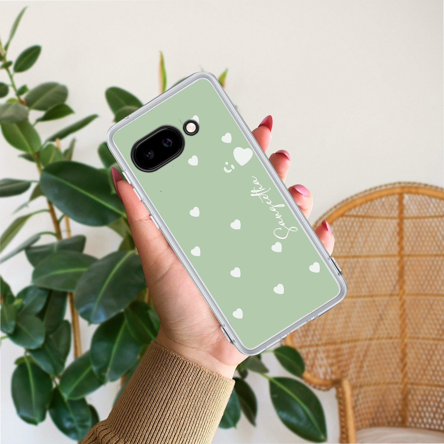 Be Loved Customize Transparent Silicon Case Mint Green For Google