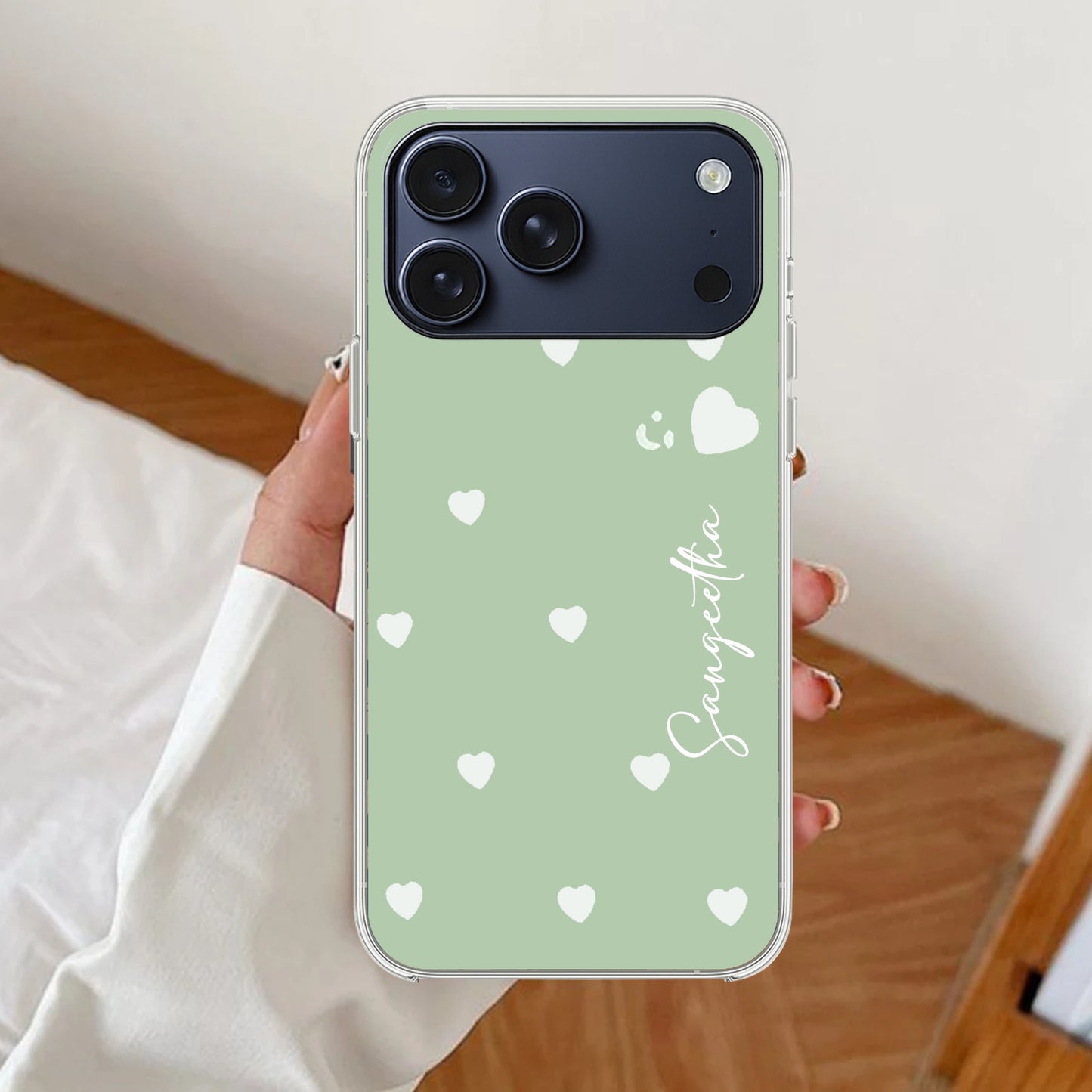 Be Loved Customize Transparent Silicon Case Mint Green For iPhone