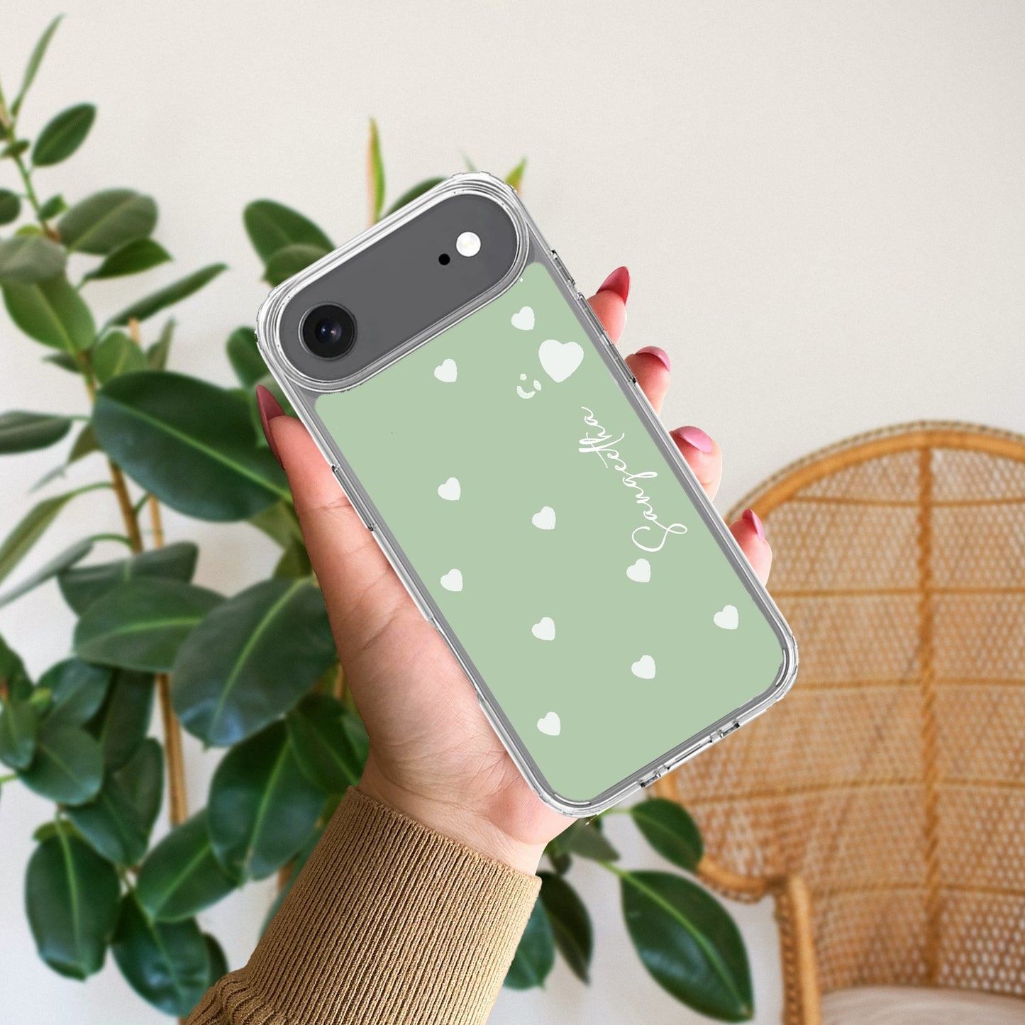 Be Loved Customize Transparent Silicon Case Mint Green For iPhone