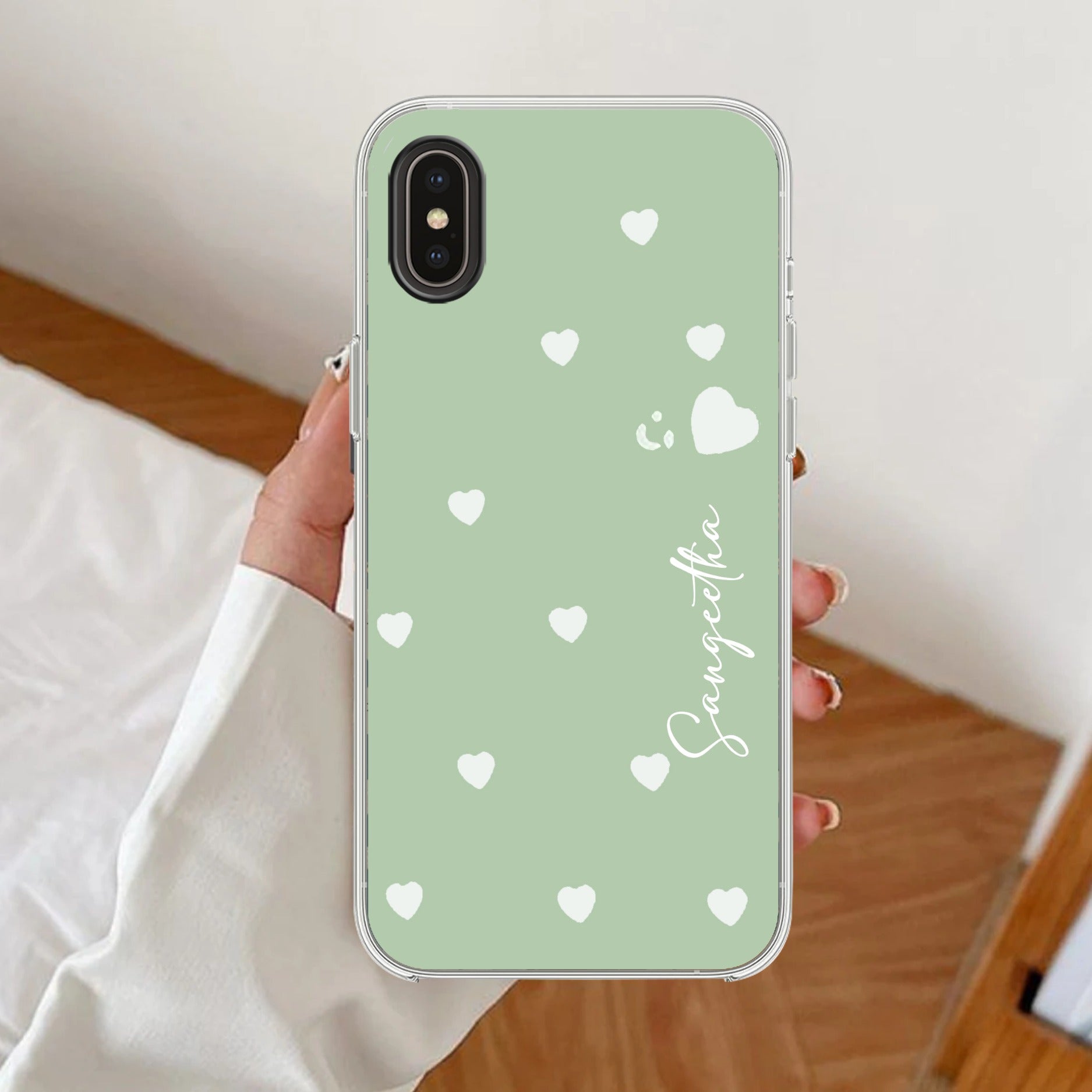 Be Loved Customize Transparent Silicon Case Mint Green For iPhone