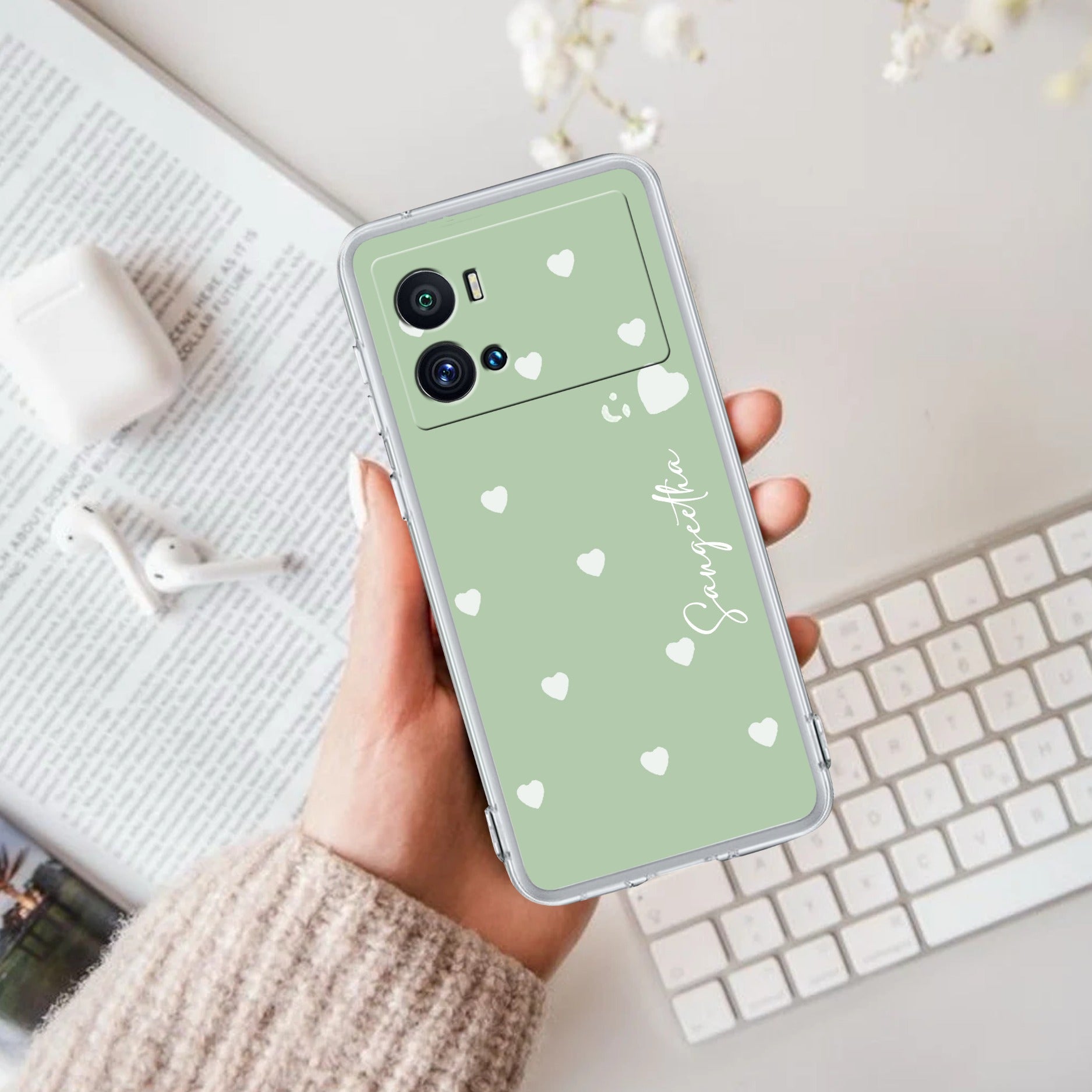 Be Loved Customize Transparent Silicon Case Mint Green For iQOO Neo 7 Pro 5G