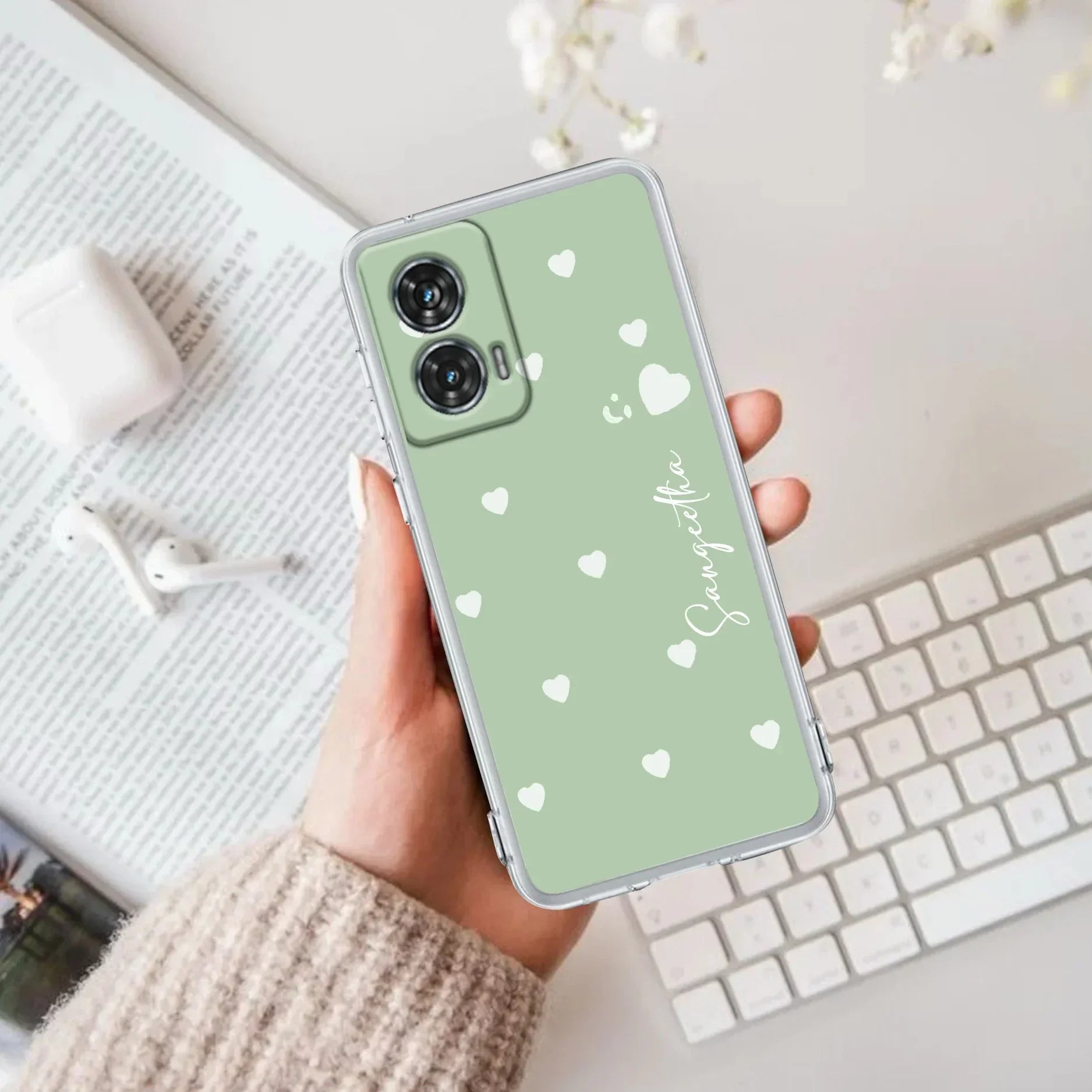 Be Loved Customize Anti Yellow Case Mint Green For Motorola G85 5G