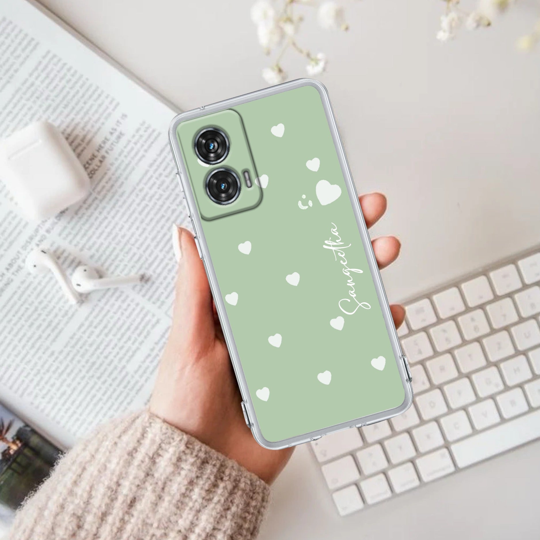Be Loved Customize Anti Yellow Case Mint Green For Motorola G96 5G