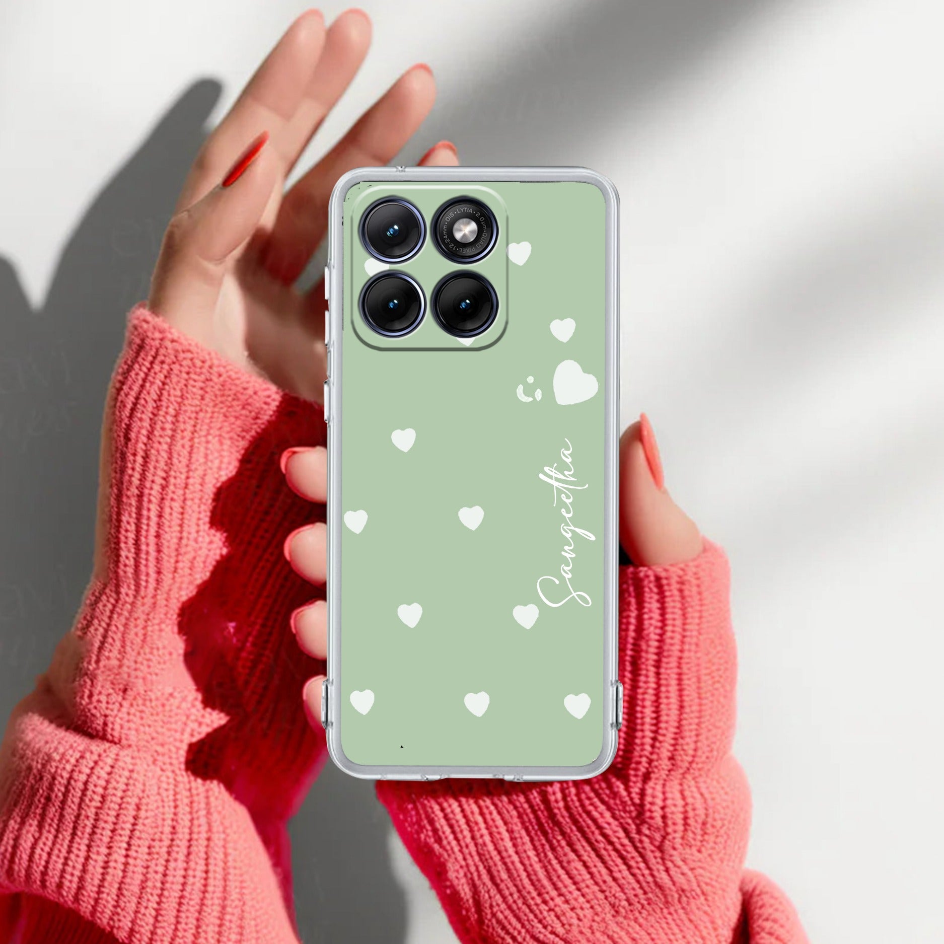 Be Loved Customize Transparent Silicon Case Mint Green For Motorola