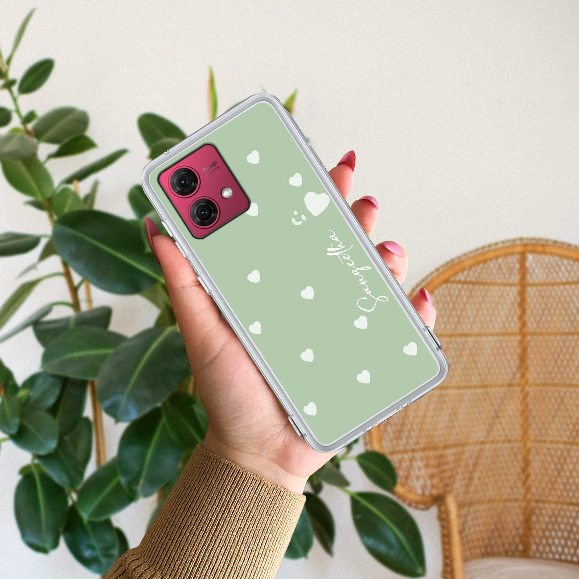 Be Loved Customize Anti Yellow Case Mint Green For Motorola G84 5G