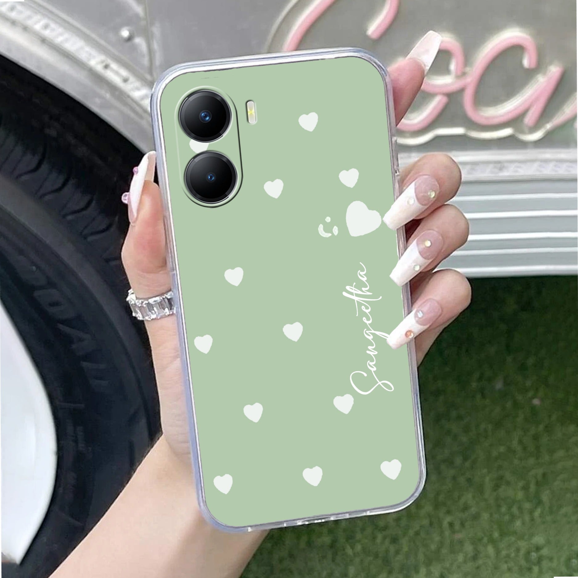 Be Loved Customize Transparent Silicon Case Mint Green For Vivo T2x 5G