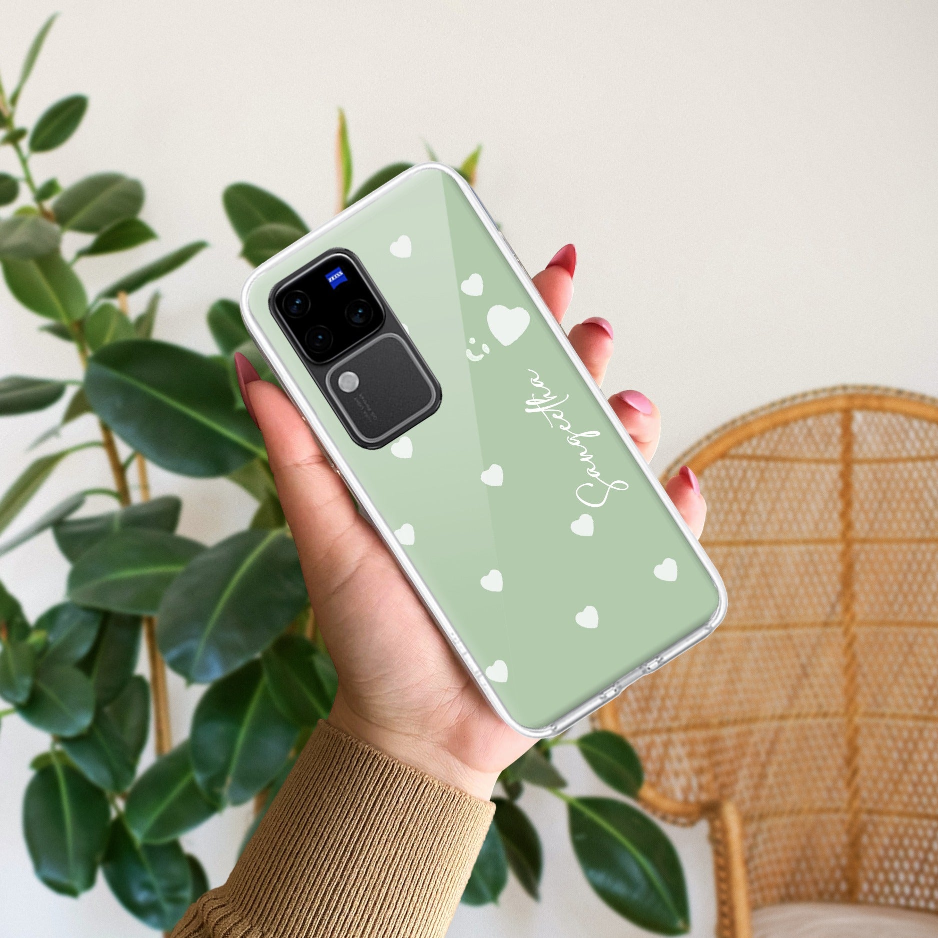 Be Loved Customize Transparent Silicon Case Mint Green For Vivo V30 Pro 5G