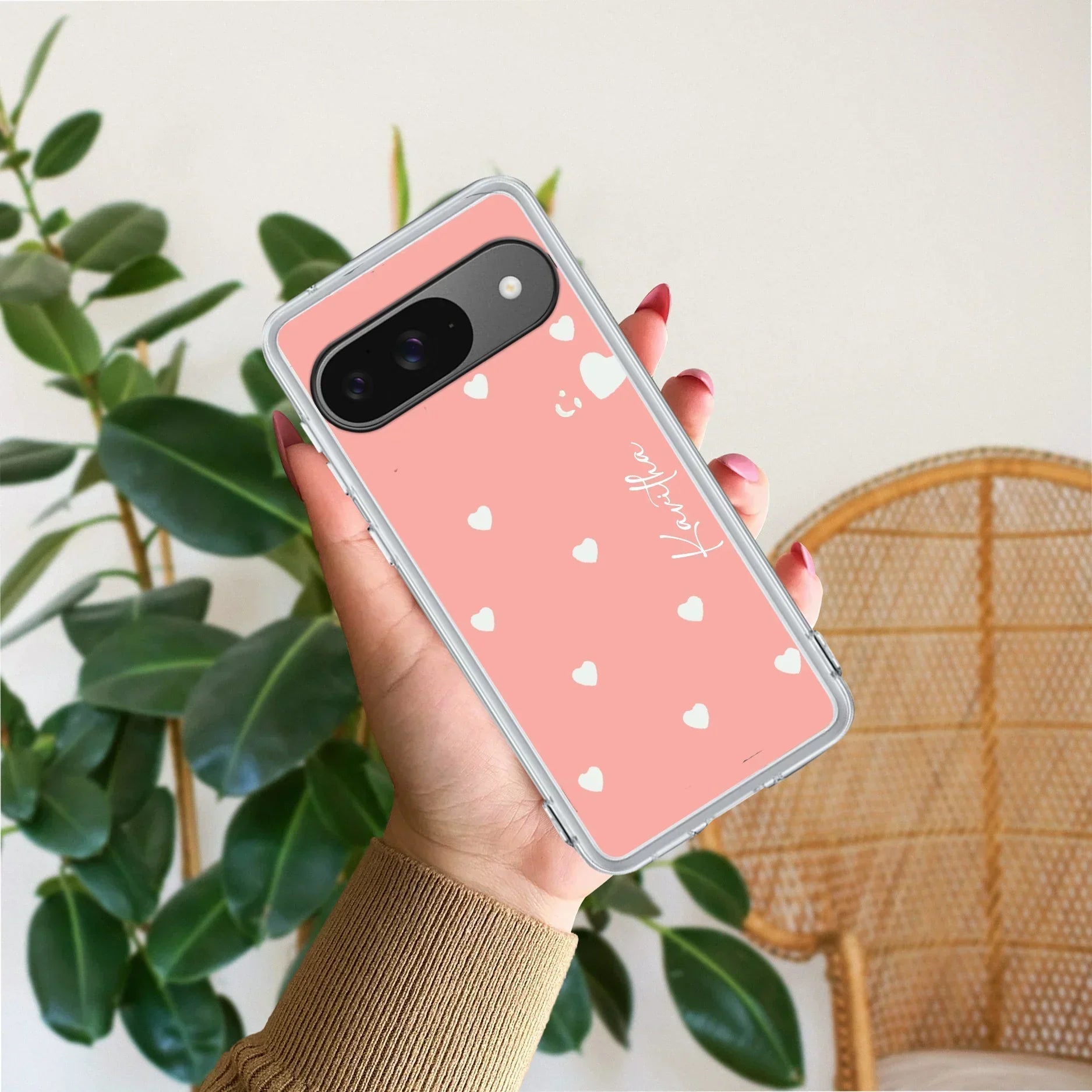 Be Loved Customize Transparent Silicon Case Peach For Google Pixel 9