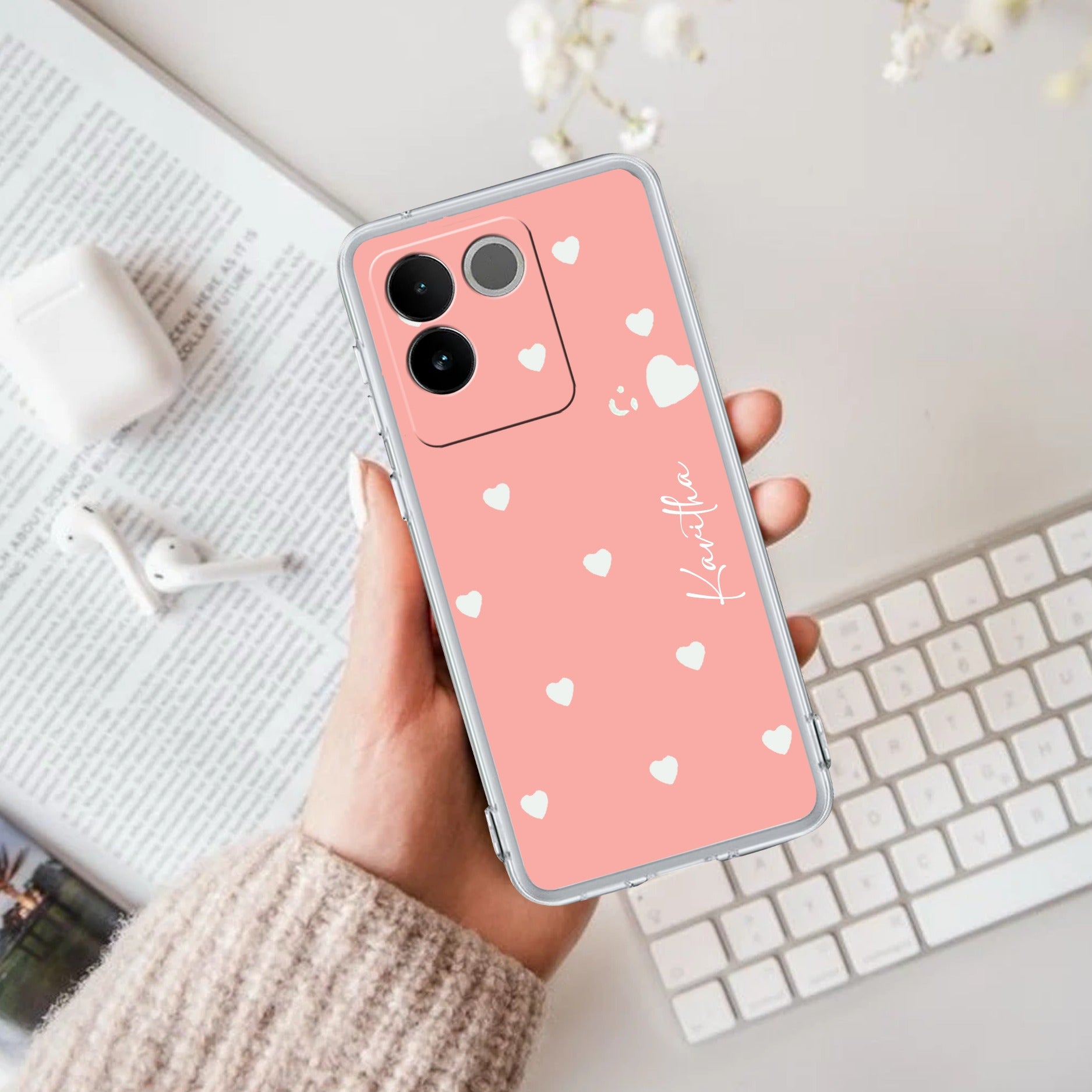 Be Loved Customize Transparent Silicon Case Peach For iQOO Z7 Pro 5G