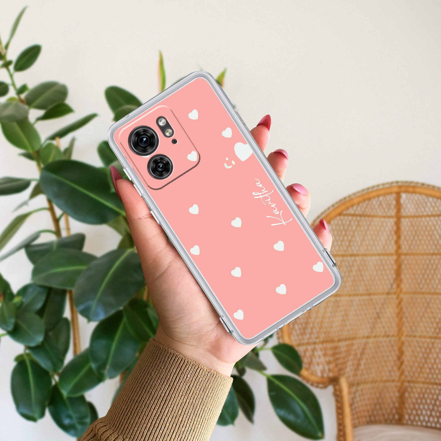 Be Loved Customize Transparent Silicon Case Peach For Motorola Edge 40 5G