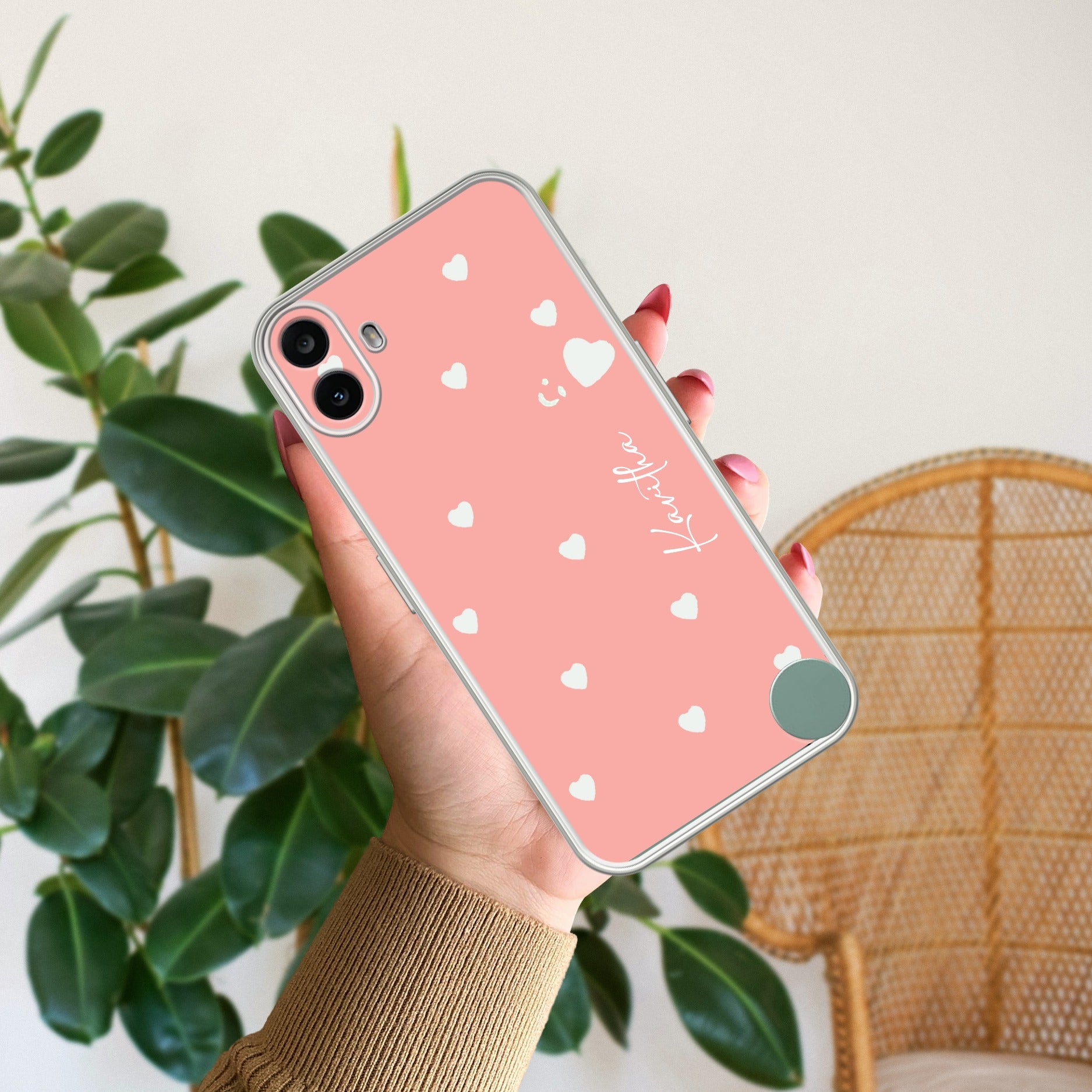 Be Loved Customize Transparent Silicon Case Peach For CMF Nothing Phone 1 5G