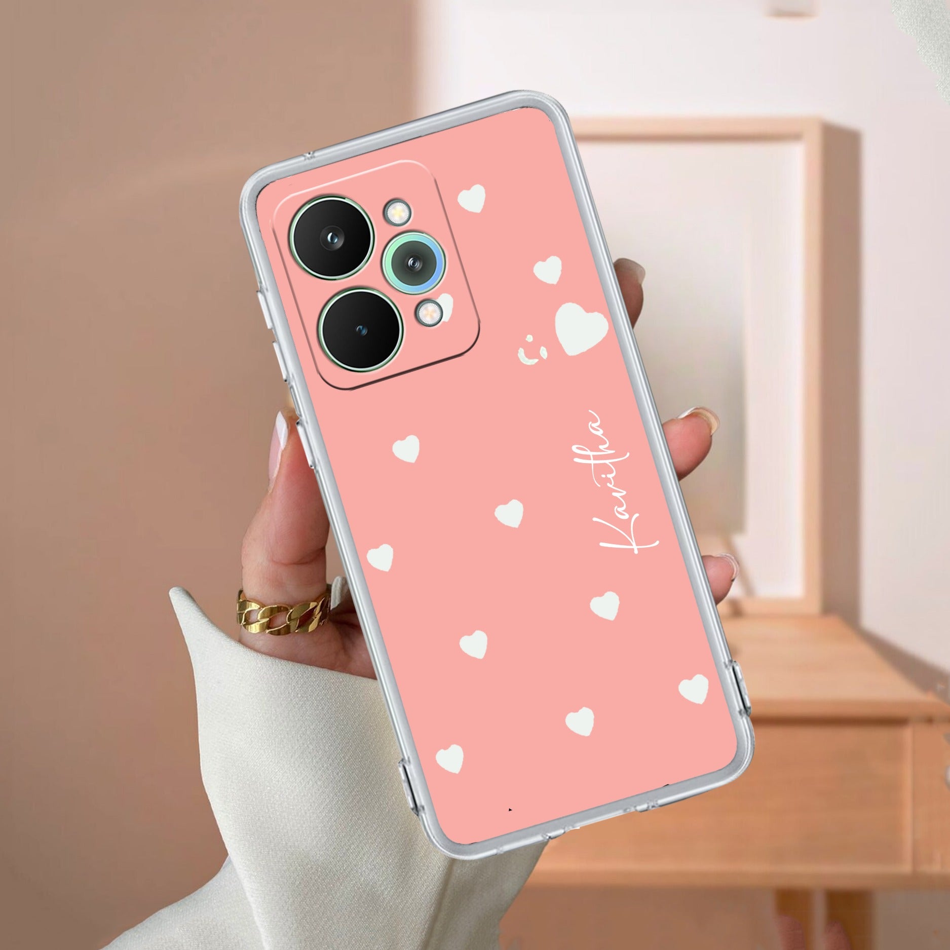 Be Loved Customize Transparent Silicon Case Peach For Realme 15 5G