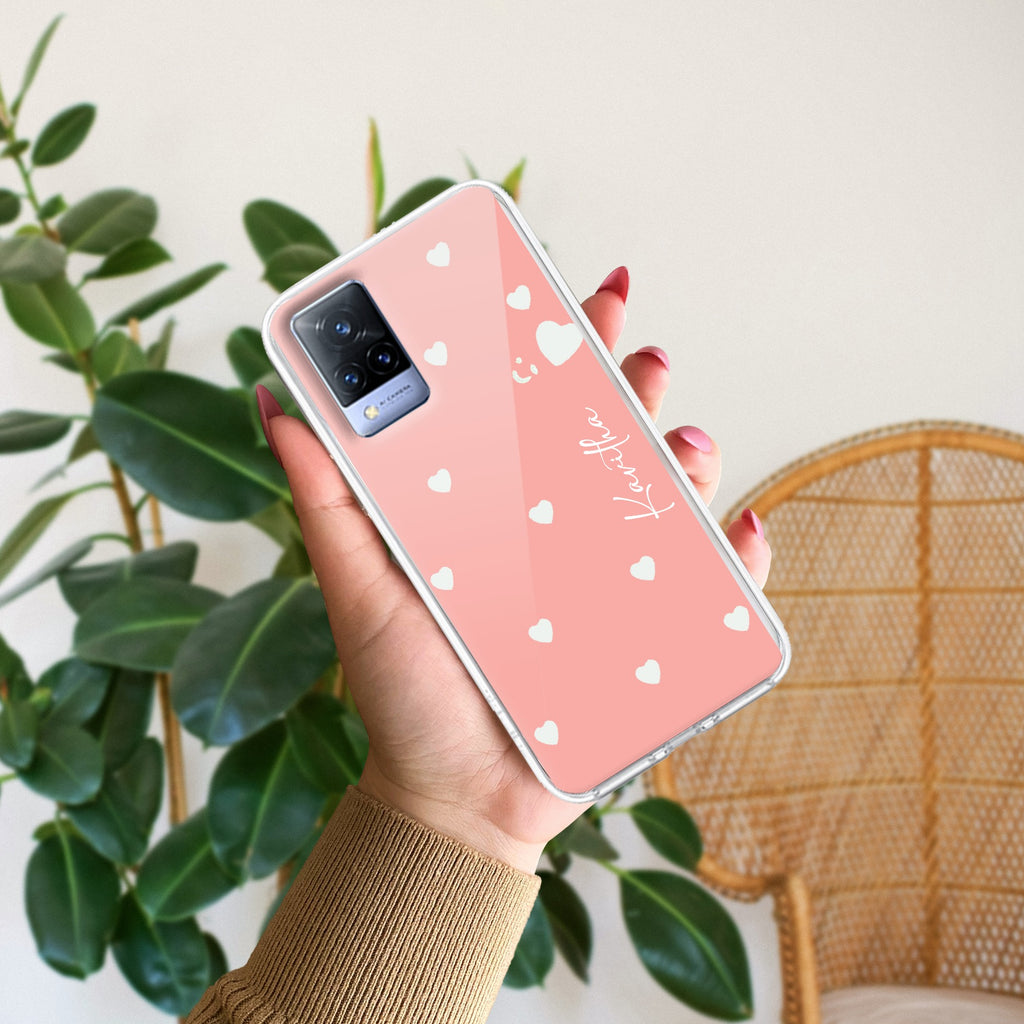 Be Loved Customize Transparent Silicon Case Peach For Vivo V21 5G