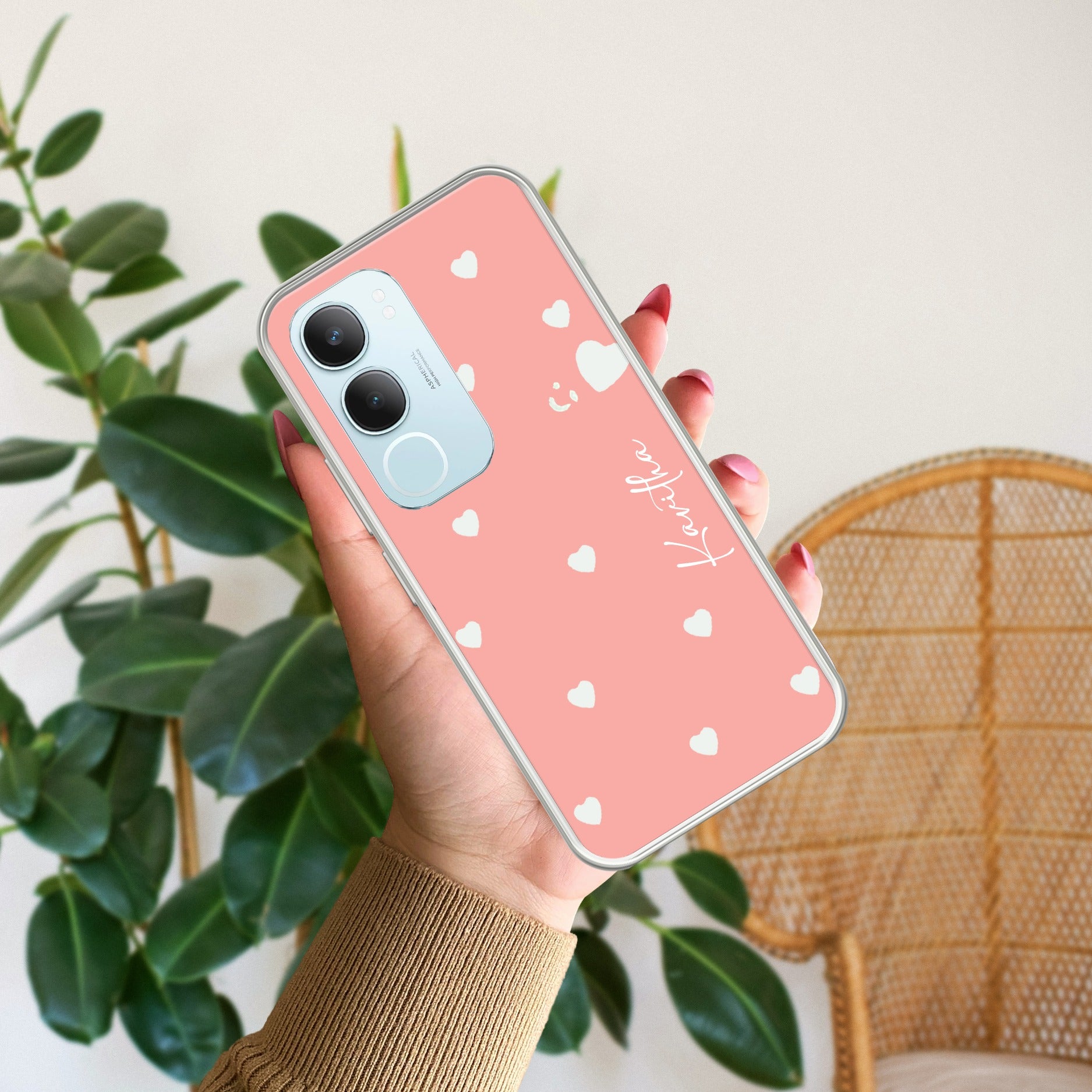 Be Loved Customize Transparent Silicon Case Peach For Vivo Y29 5G