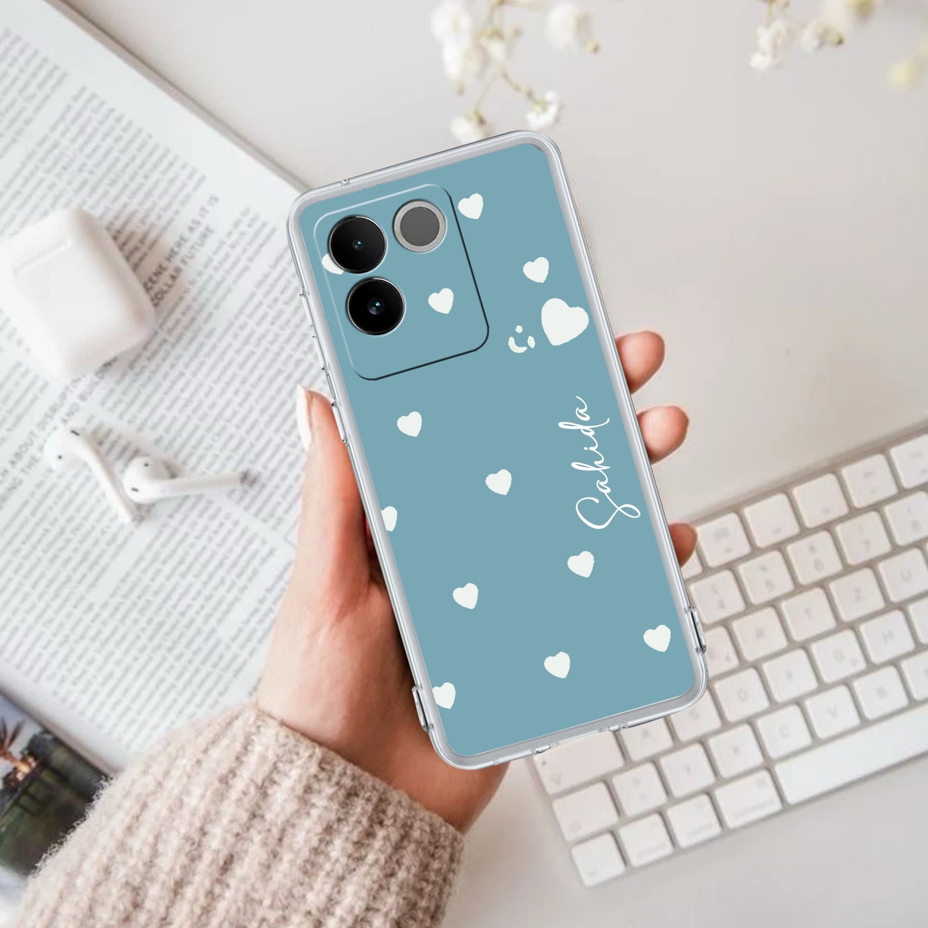 Be Loved Customize Transparent Silicon Case Sky Blue For iQOO Z7 Pro 5G