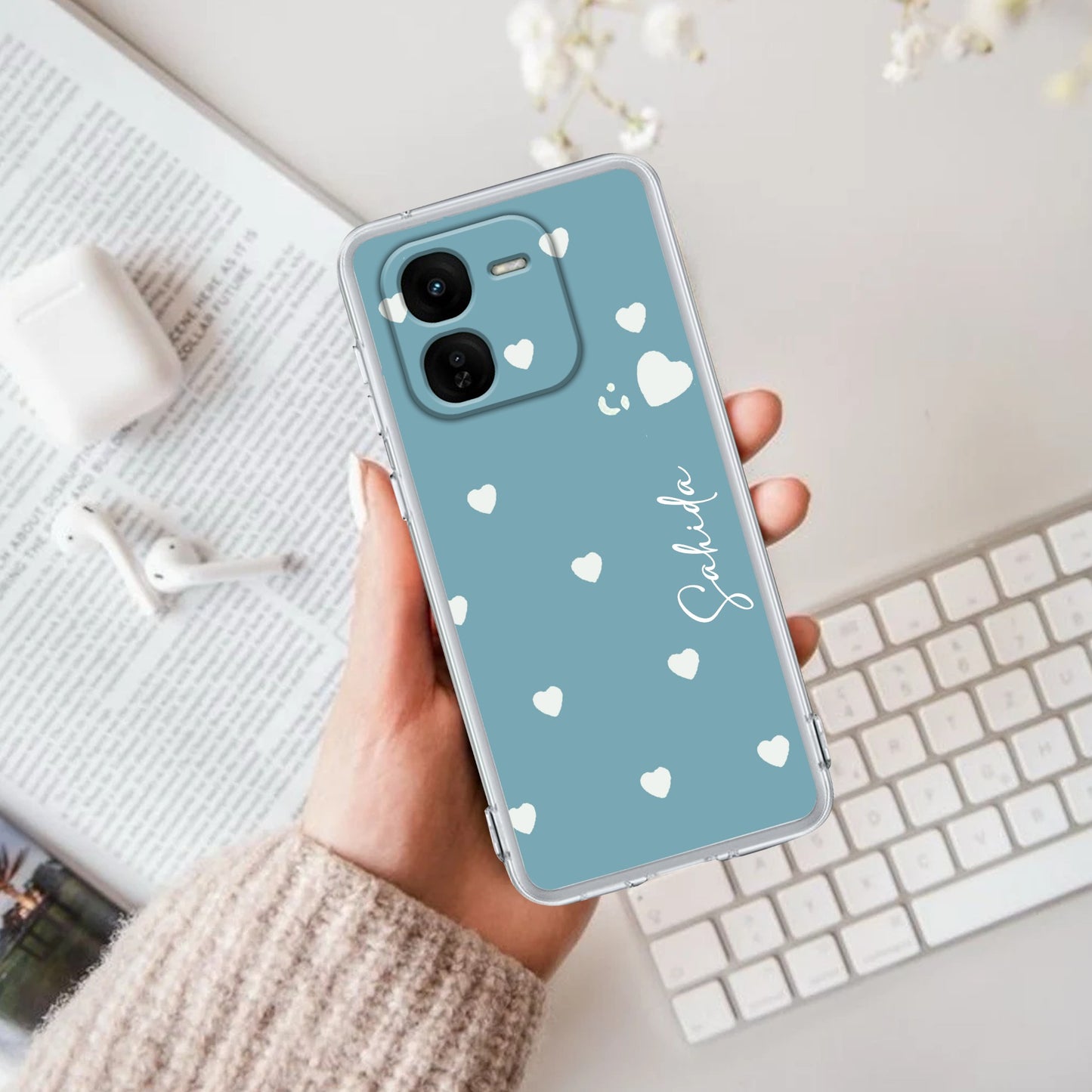 Be Loved Customize Transparent Silicon Case Sky Blue For iQOO