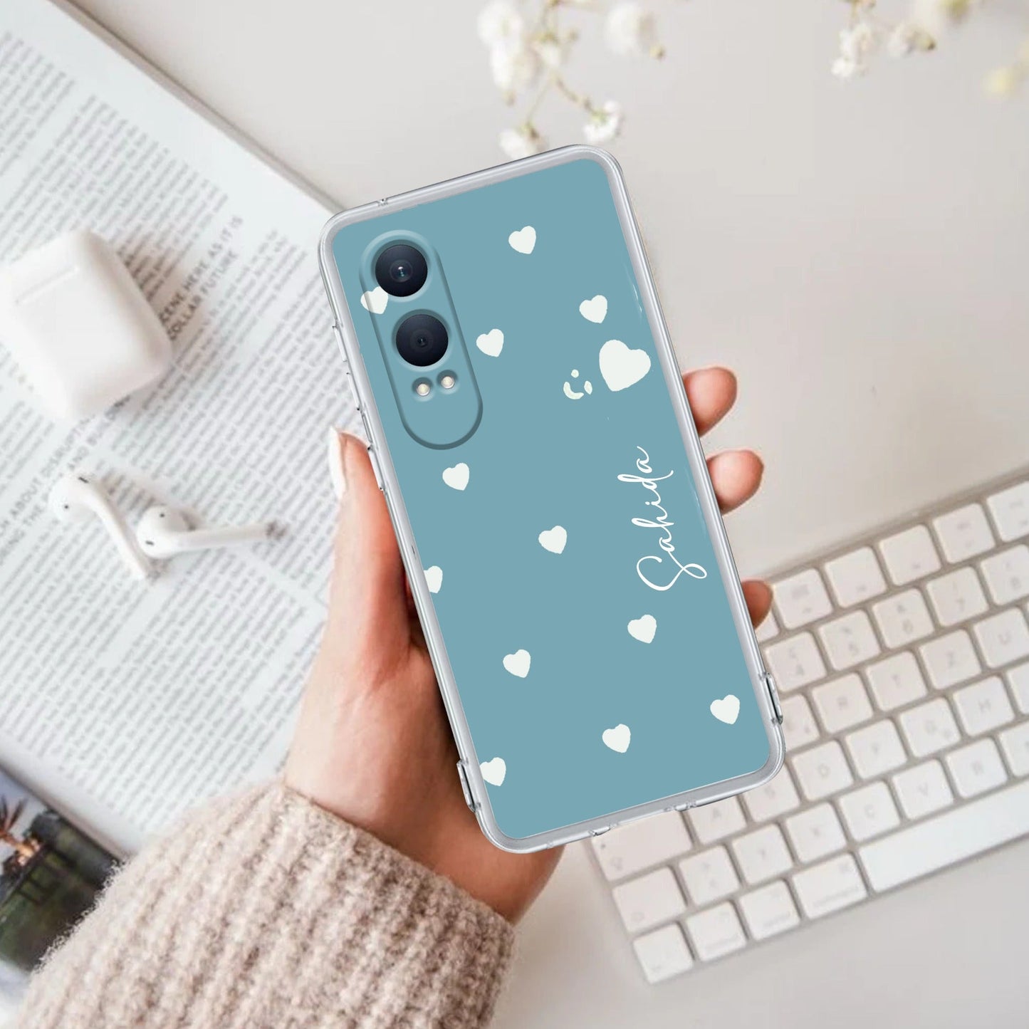 Be Loved Customize Transparent Silicon Case Sky Blue For OnePlus