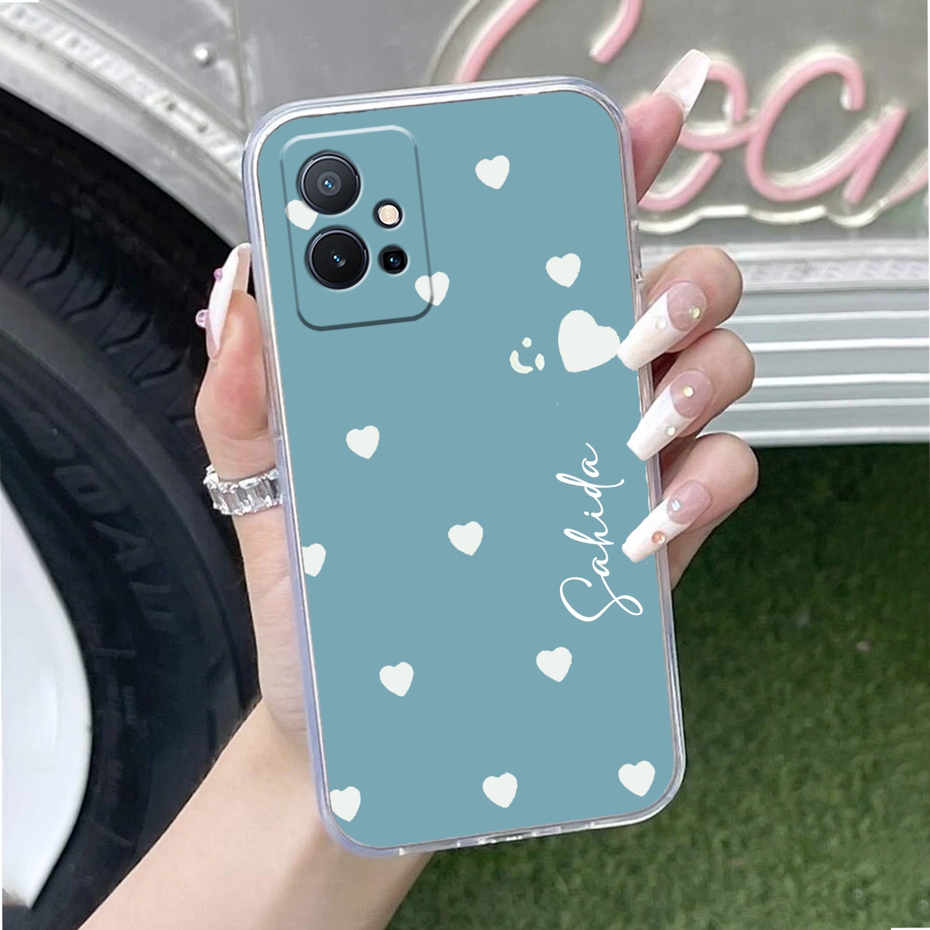 Be Loved Customize Transparent Silicon Case Sky Blue For Vivo T1 5G