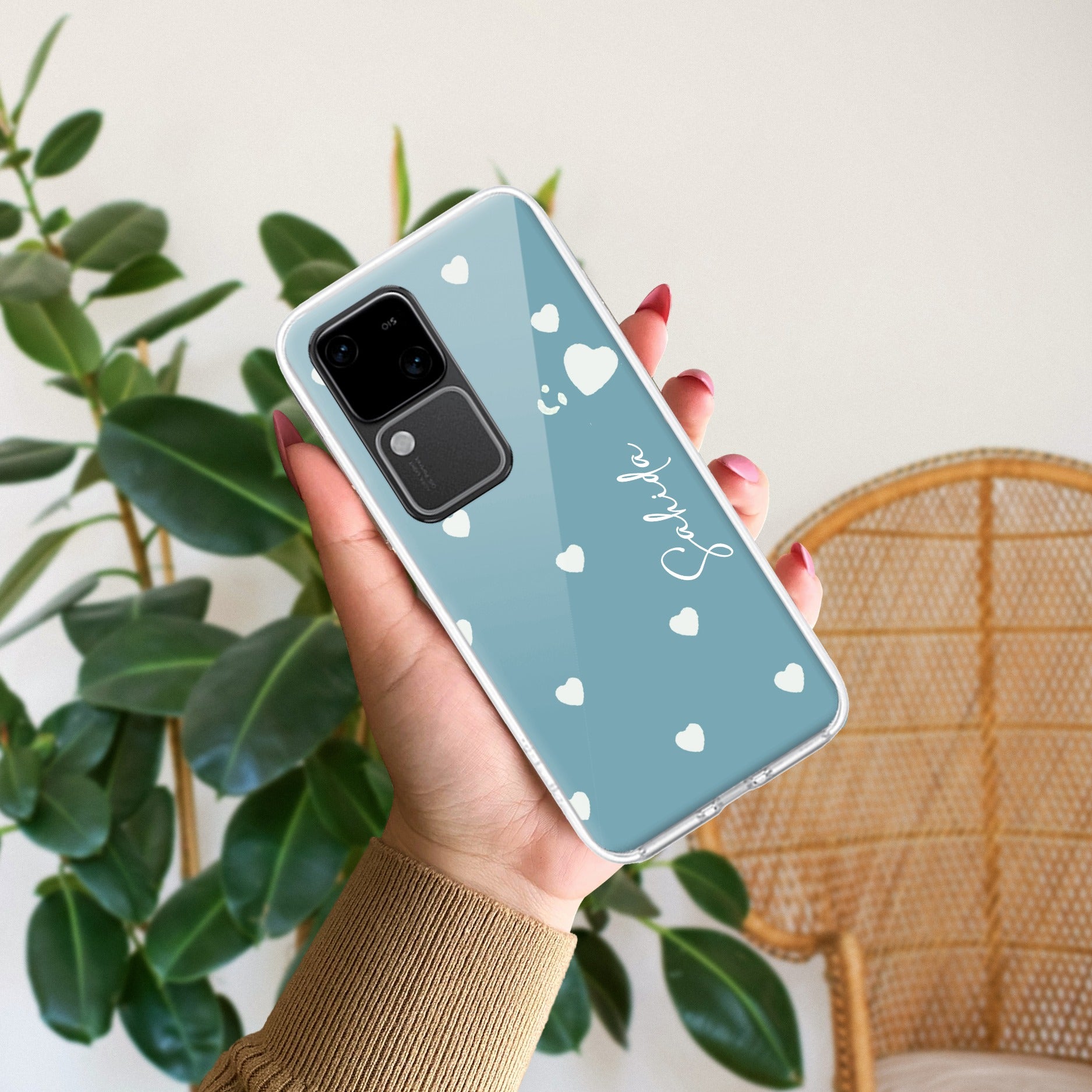 Be Loved Customize Transparent Silicon Case Sky Blue For Vivo V30 5G