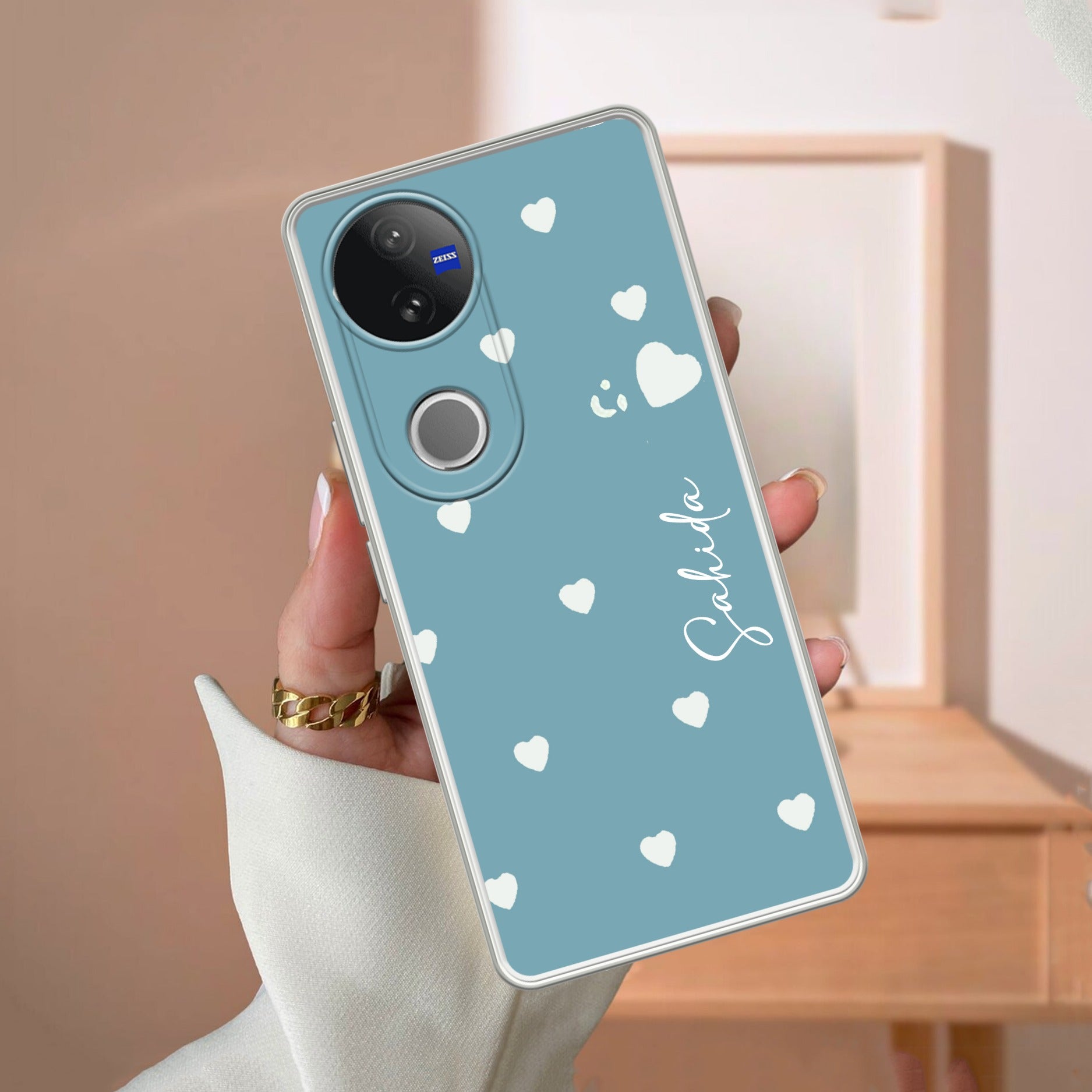 Be Loved Customize Transparent Silicon Case Sky Blue For Vivo V50e 5G